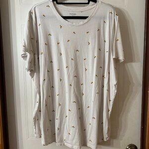 {Plus Size} Old Navy Sunflower Tee~ Size 3X~ White~ Comfy (A8)
